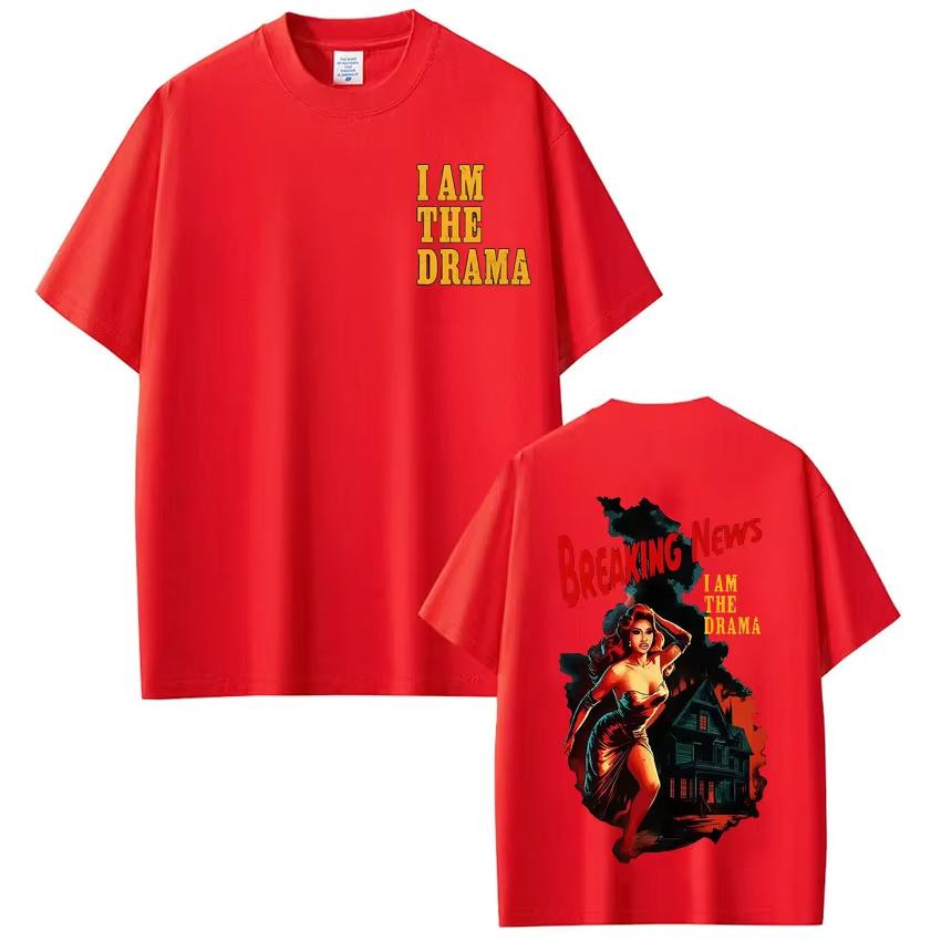 Карди Би Я ЛИ ДРАМА Модный Принт Футболка Мужчины Женщины Харадзюку Круглый Вырез Повседневный Модный Роскошный Короткий Рукав Топ Ретро Уличная Одежда