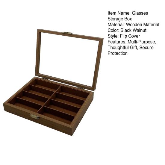 Деревянный органайзер для солнцезащитных очков с 8 слотами, запираемый витрина для женщин и мужчин, ящик для хранения очков для нескольких очков, часов, ювелирных изделий