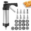 Stainless Steel Cookie Press Kit – 13 Discs & 8 Nozzles – Multi-Pattern Stamper for Baking, Biscuits & Cake Decoration