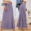 Женская макси-юбка с эластичной завышенной талией, длинная юбка А-силуэта, однотонный дизайн, повседневная трикотажная юбка, весна-осень, повседневная одежда