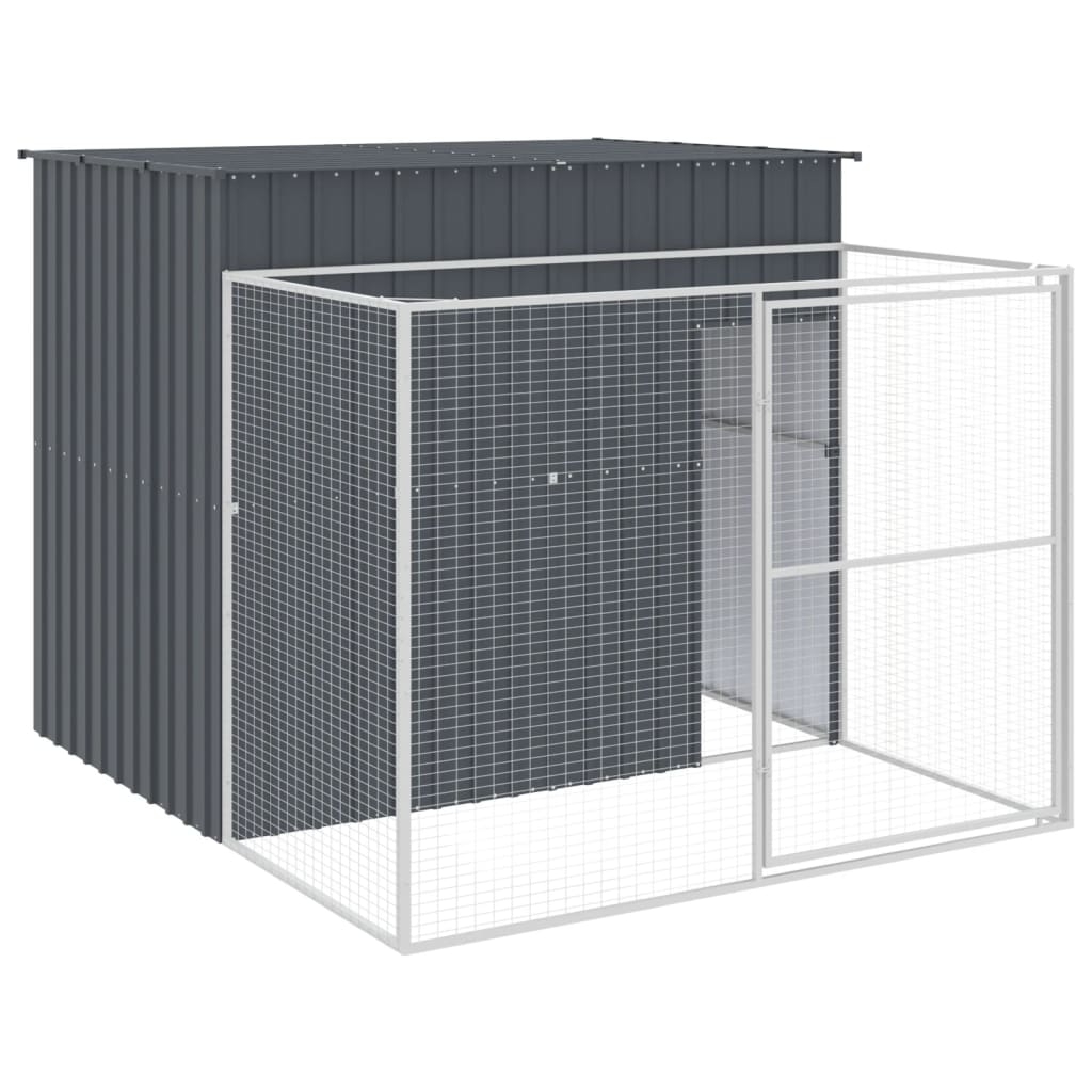 Dog Kennel with Run Anthracite 214x253x181 cm Galvanized Steel