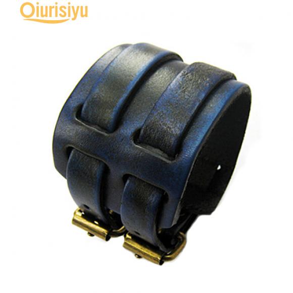 Мужской 2-слойный широкий пояс в стиле панк из искусственной кожи, браслет-манжета, подарок