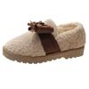 Fashion Women Moccasin Shoes Bow-Knot Slip-on Female Footwear Clogs Platform Loafers Fur Round Toe Casual Sneaker Winter Moccasins Butte