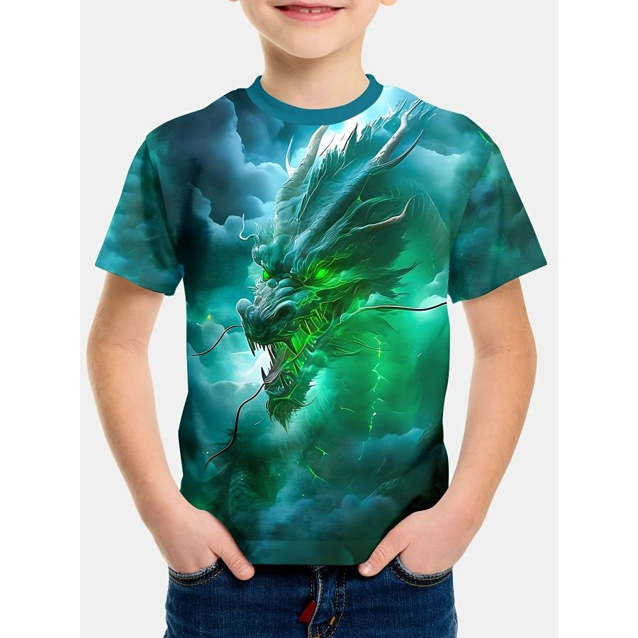 Summer New High-end Chinese Fashion Dragon 3D Printed T Shirt Cool Boys Short-sleeved Casual Tshirt Men's Outdoor Street Wear