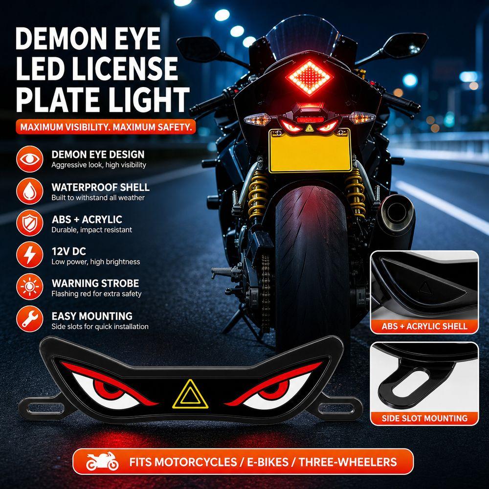 Strobe Mode Motorcycle License Plate Light Decorative Plate Lamp E-Bike Accessories