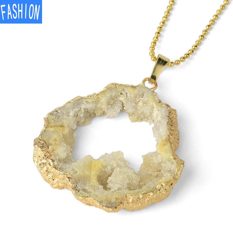 Ожерелье из натурального камня с хрусталем и бутоном, женское ажурное индивидуальное ожерелье с кристаллами и геометрическим кулоном