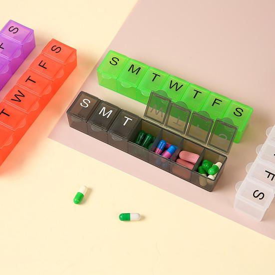 Коробка для таблеток с отделениями, 7 сеток, еженедельная прозрачная крышка, с принтом даты, пыленепроницаемый, влагозащищенный, портативный, для путешествий, на открытом воздухе, органайзер для планшета