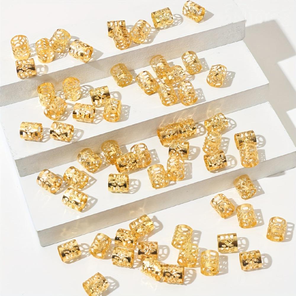 60pcs Dread Locks Hollow Out Hair Ring Metal Cuff Clips Hair Braid Tubes Dreadlocks Beads Men
