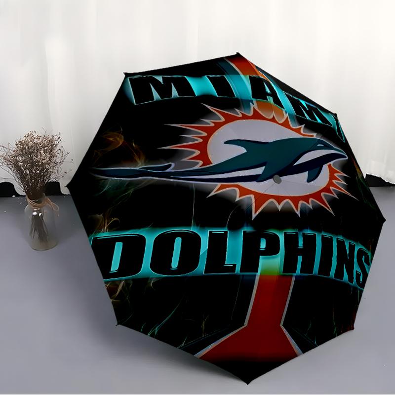 Складной зонт с принтом логотипа Miami Dolphins, для улицы, отдыха и путешествий, прочная ткань зонта, подарок на день рождения и праздник