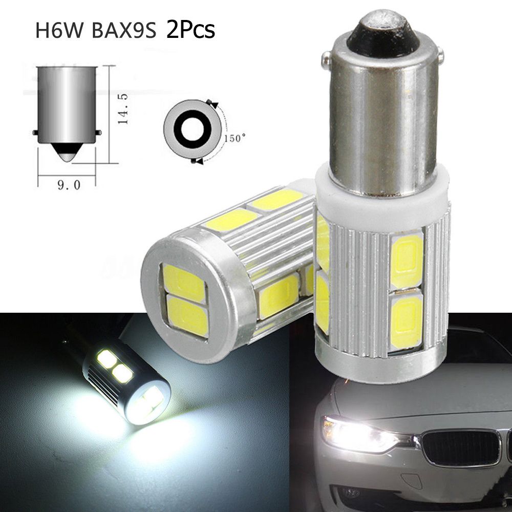 2 шт. Горячая лампа Авто BAX9S H6W 10 SMD светодиодная лампа Белый DC 12 В Автомобильный габаритный свет