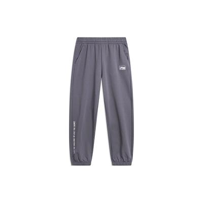 Li Ning Sports Lifestyle Series с принтом логотипа, эластичные, зауженные книзу, со средней талией, удобные, дышащие, трикотажные спортивные брюки, мужские брюки дымчато-серого цвета AKLTB23-4