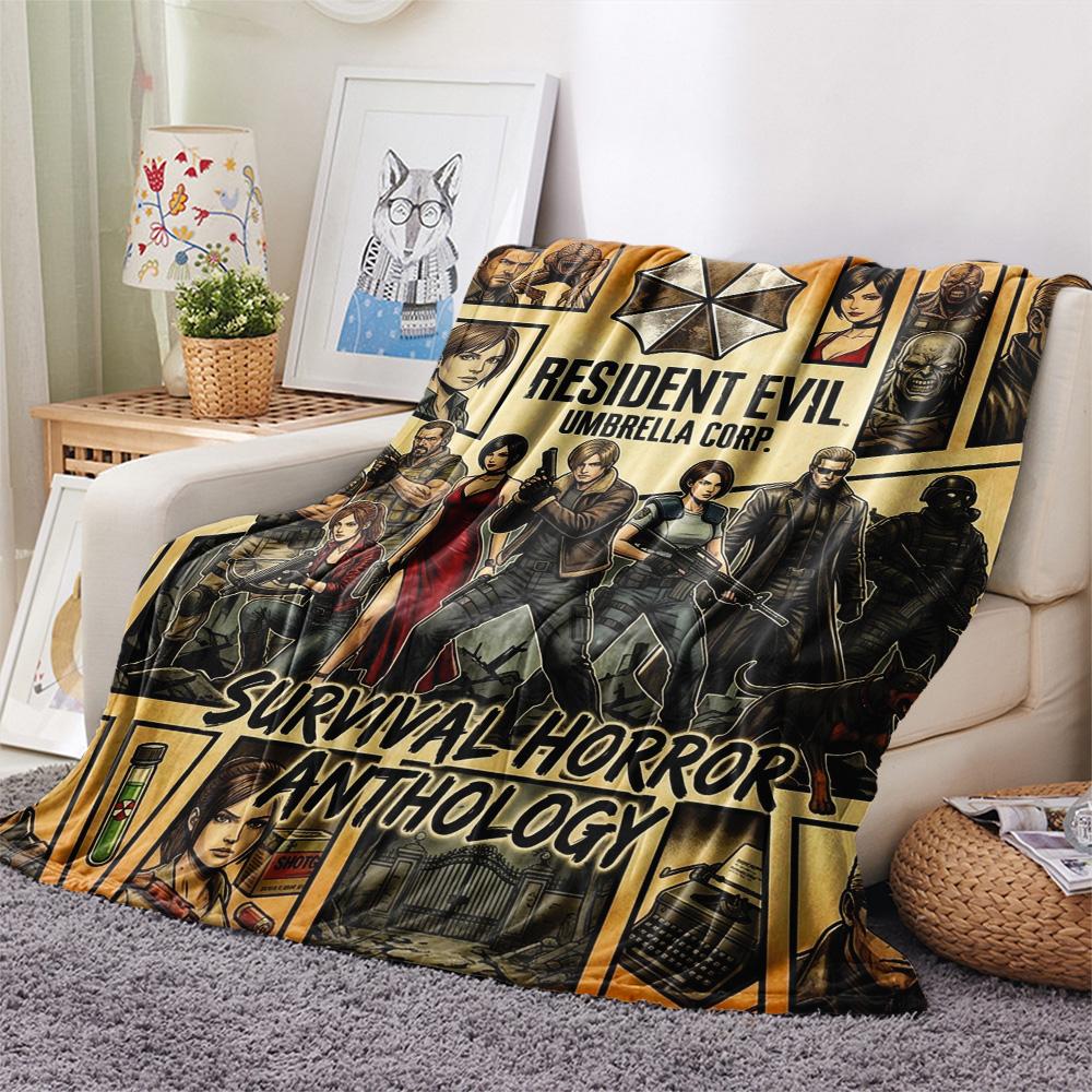 1PC Resident Evil Patterned Flannel Blanket Suitable For All Seasons For Home Decor Warmth And Comfort Gifts Holiday Present