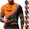 Halloween T Shirt Men's Casual Round Neck Blood Splatter Pattern Tops Horror Bloody Printed Short Sleeve Tops