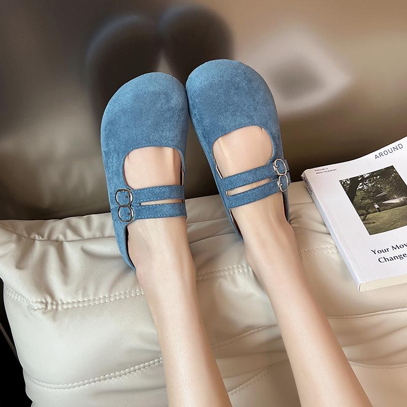 Fashion 2025 New Retro Women's Slippers with Adjustbale Buckle Suede Flat Slides New Summer Outdoor Comfortable Casual Slip-On Shoes