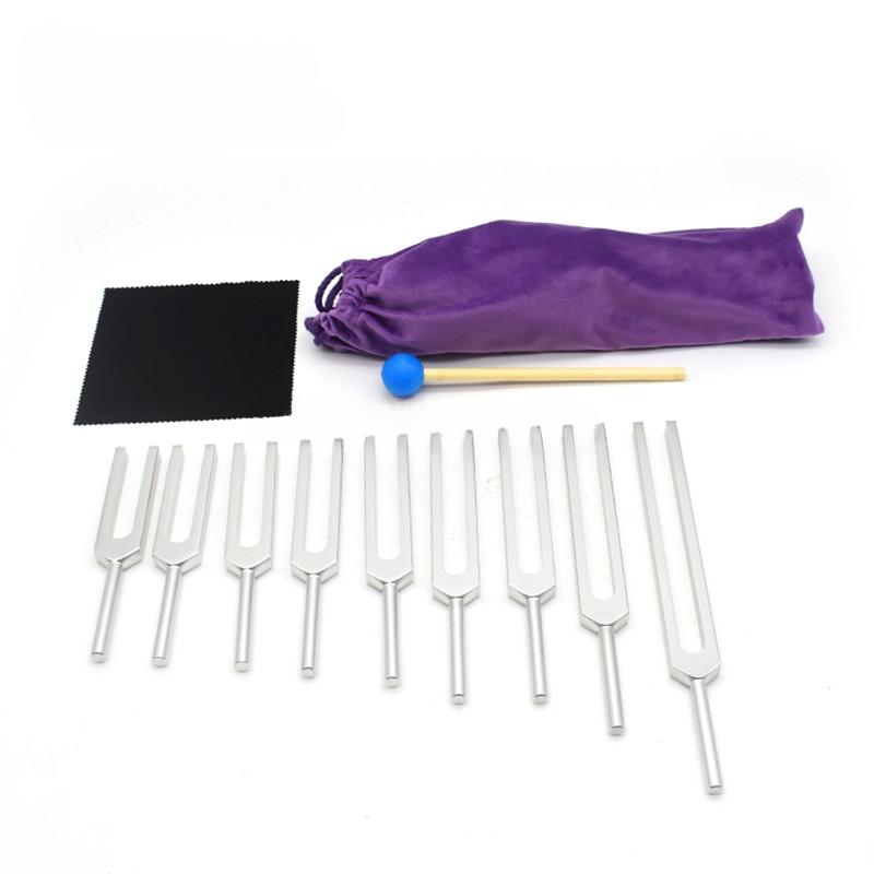 Aluminum Alloy Tuning Fork Set Silver Schumann Resonance Tuning Forks Set Professional Sound Healing Percussion Instruments