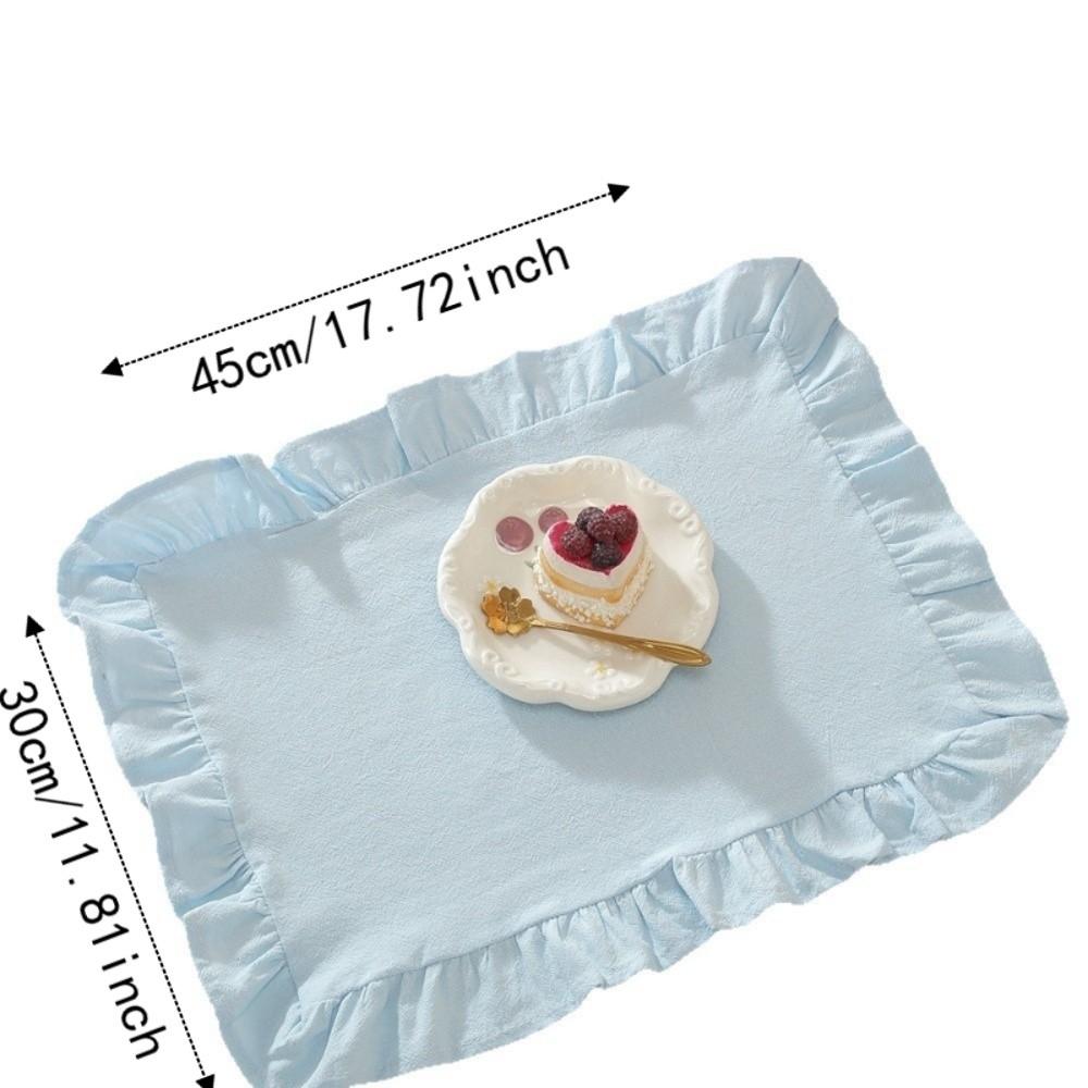 Ruffle Heat-Insulated Mat Stripe Grid Table Mat Washable Coaster  Breakfast