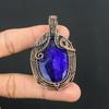Кулон с синим сапфиром, Кулон с драгоценным камнем ручной работы, Кулон, обернутый медной проволокой 999 пробы, Антикварное украшение, Для подарка на помолвку