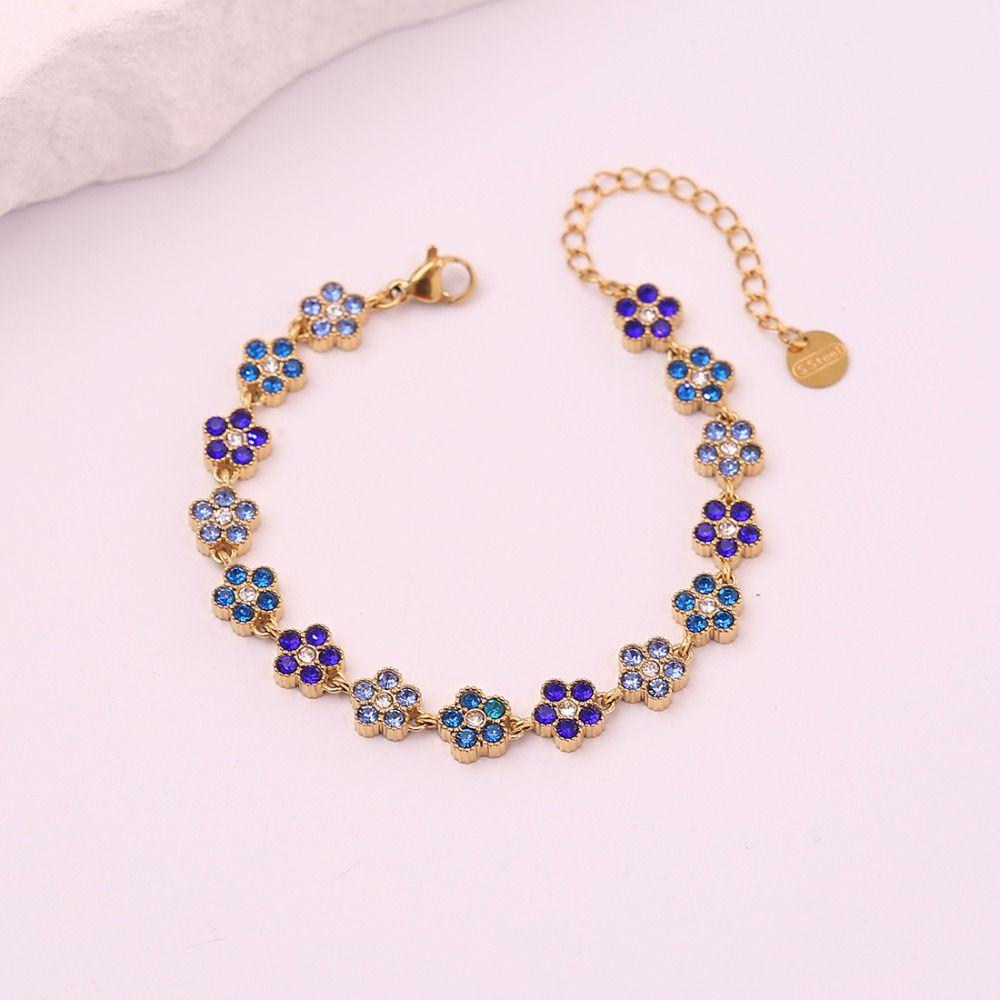 Adjustable Crystal Flower Bracelet Stainless Steel Stainless Steel Bracelet Gift Giving