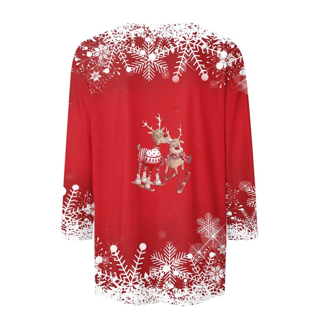 Рубашки с рукавом 3/4 для женщин, футболки с принтом, блузки, повседневные, больших размеров, базовые топы, пуловеры