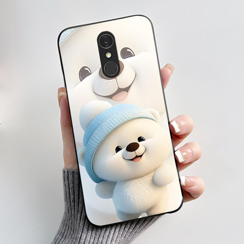 For LG Q7 Plus Q7+ Q7a Phone Case Luxury Cute Love Rabbit Funny Soft Silicone Black TPU Protective Cover For LG q7 LM-Q610 Case