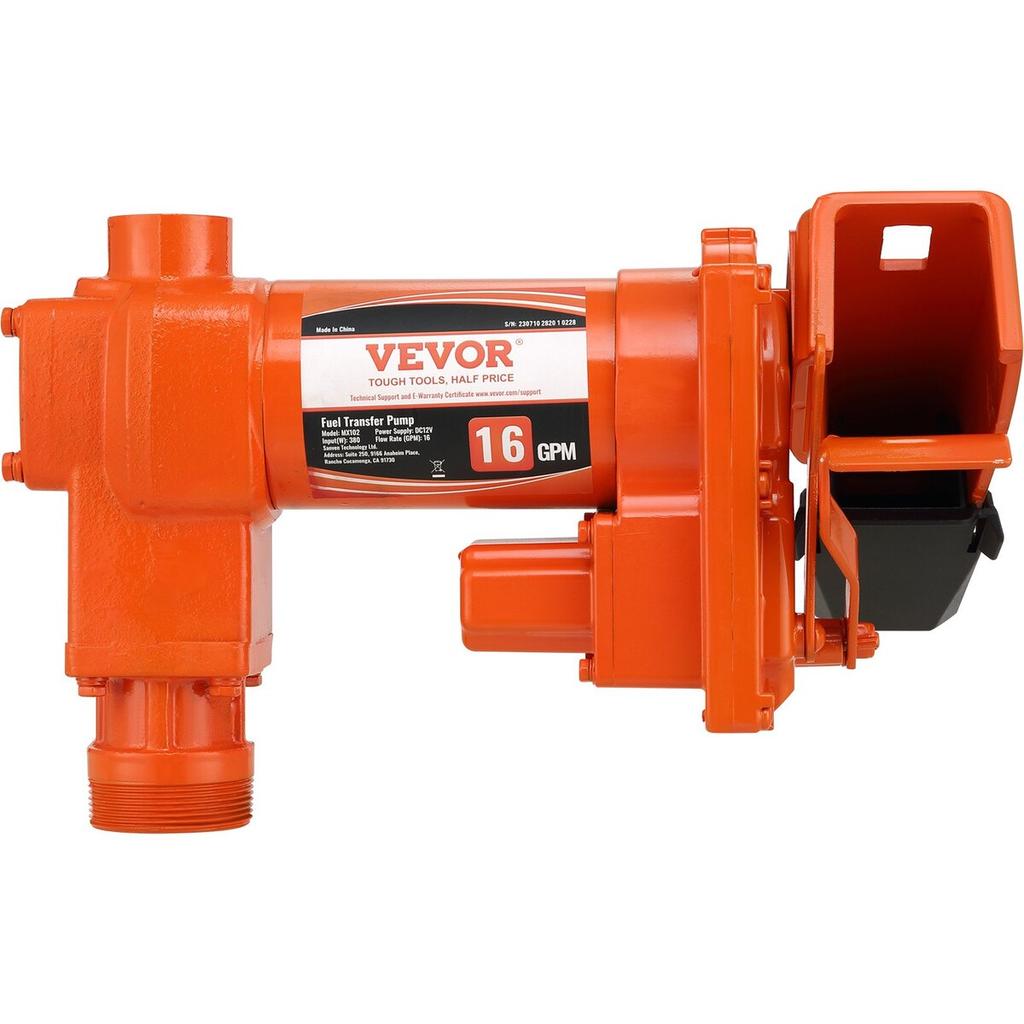 Fuel Transfer Pump, 12V DC 16 GPM 1/4 HP, Gasoline Extractor Pump with Automatic Nozzle, Discharge Hose & Suction Pipe for Gasoline, Diesel, Kerosene,