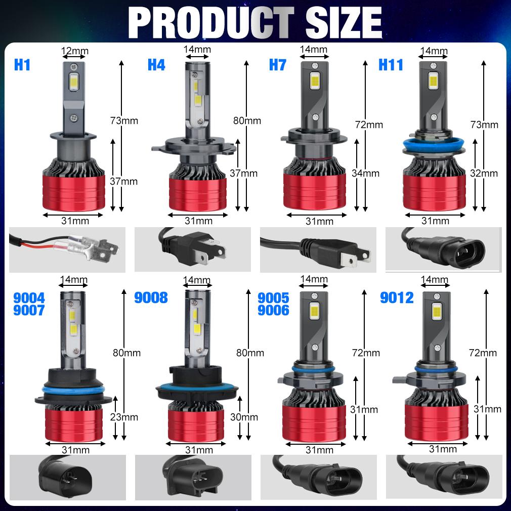 2 шт. 20000LM H7 светодиодные лампы для автомобильных фар 3570 CSP H1 H3 H4 H8 H11 HB4 HB3 9005 9006 9012 HIR 9004 HB1 9007 HB5 H13 9008 880 881 H27 Turbo Lamp 6000K