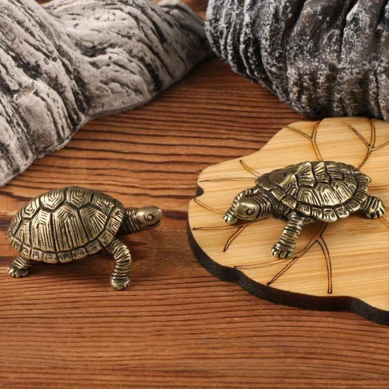 Lucky Small Money Turtle Retro Tortoise Statue Desktop Ornaments Solid Copper Figurines Home Decoration