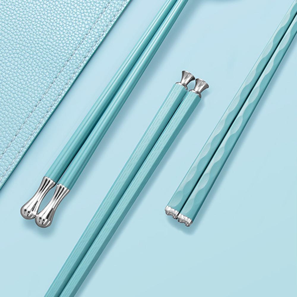 Новые синие 5 пар многоразовых китайских палочек для еды из сплава, устойчивые к плесени, суши, палочки для горячего горшка, пищевые бытовые палочки для еды