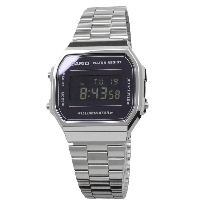 Casio Цифровые часы Винтажная серия A168WEM-1 (Серебристый / Черный)
