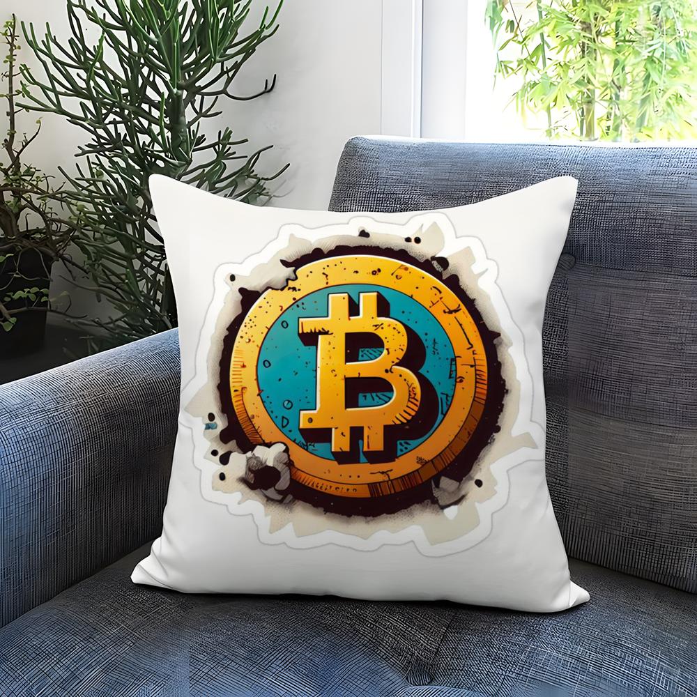 B-Bitcoin Криптовалюта Btc Наволочка Удобная Двусторонняя Наволочка Идеально для Автомобиля Дивана Спальни и Многого Другого