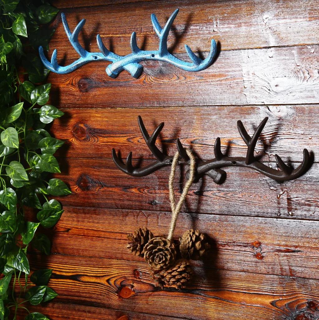 Retro Deer Antler Decoration Wall Mounted Clothing Rack Creative Clothing Store Entrance Hall Door Wall Decoration Metal Hook