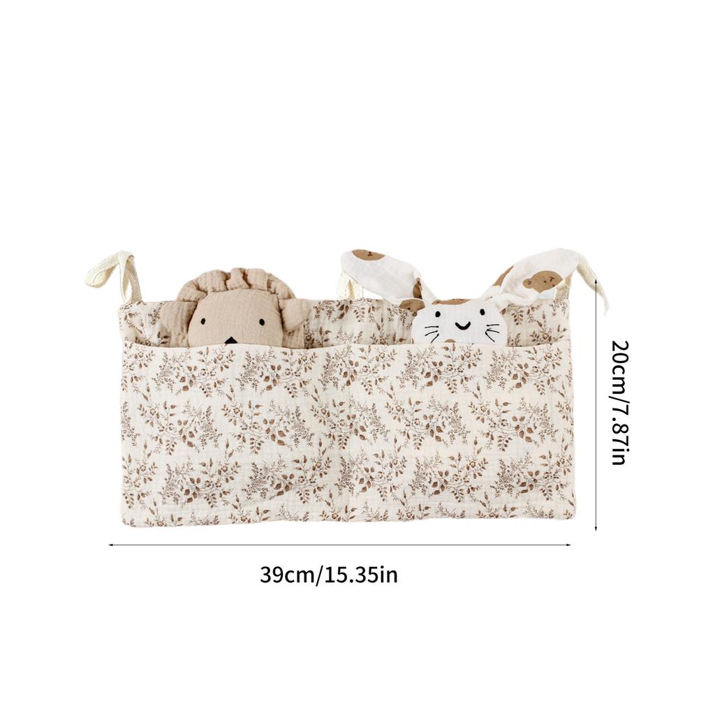Baby Bedside Organizer Storage Bag with 2 Pockets for Toys Diaper Baby Cribs Storage Bag Multifunctional Hanging Pocket