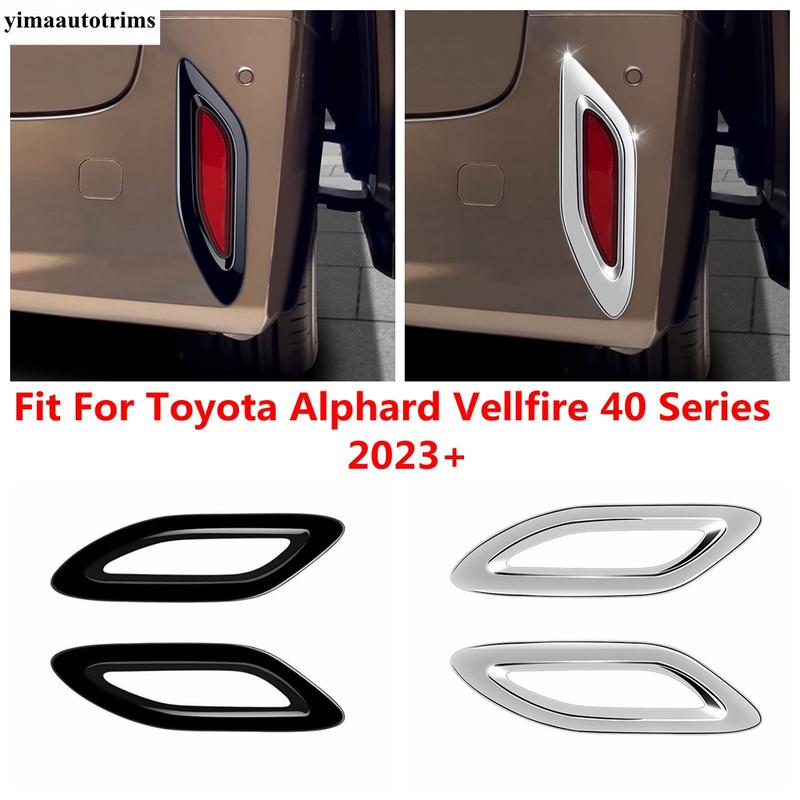 Car Rear Fog Light Lamp Frame Decoration Cover Trim For Toyota Alphard Vellfire 40 Series 2024 Chrome / Black Accessories