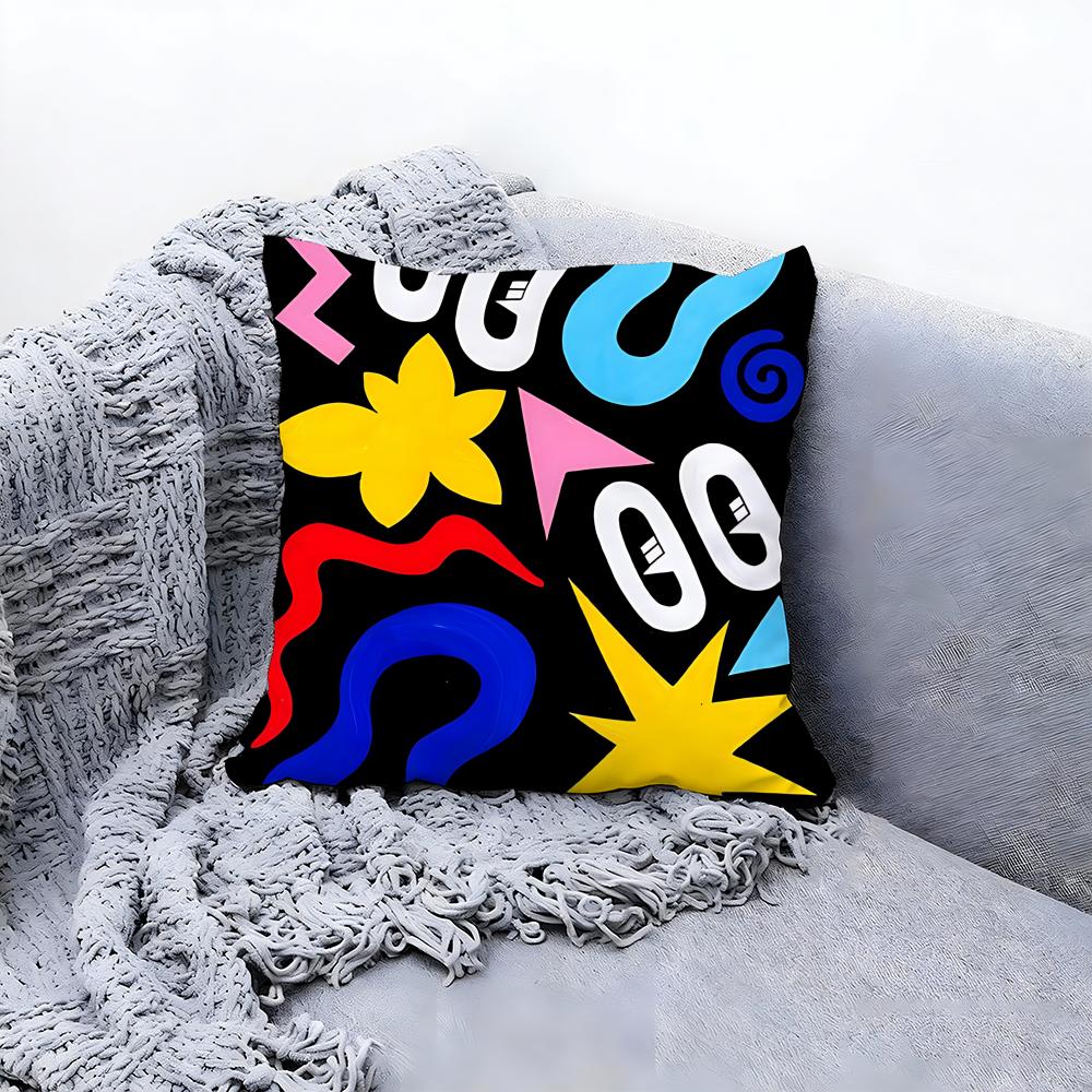 trendy color block splicing Cushion Cover Premium Comfort Reversible Pillow Cove Two in One Design for Any Room  Car Interior
