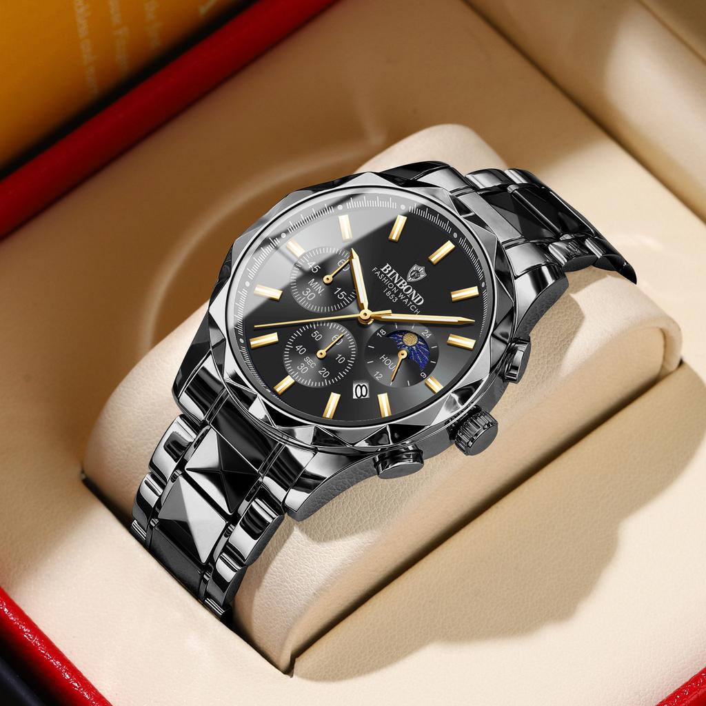 Luxury Quartz Men Watch Date Waterproof Chronograph Luminous Stainless Steel Wristwatch Fashion Business Man Watches