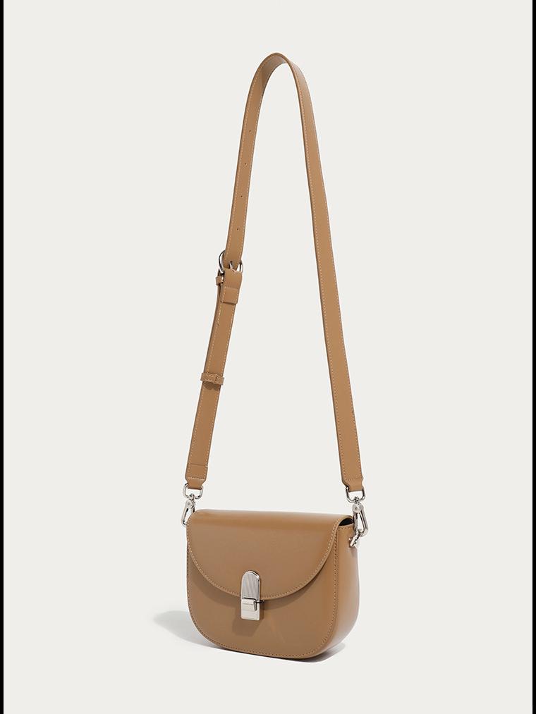 2024 Осень/Зима Женская модная полукруглая сумка через плечо из мягкой кожи с широким ремешком