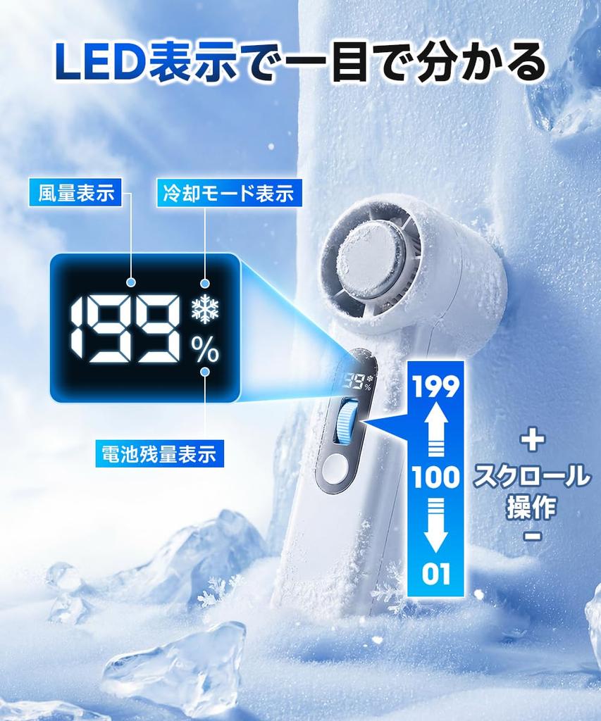 Handheld Fan Instant Powerful 7000mAh High Long Operating 199 Airflow 5 LED Battery Cute and Ideal for Heatstroke Prevention Powerful Airflow,