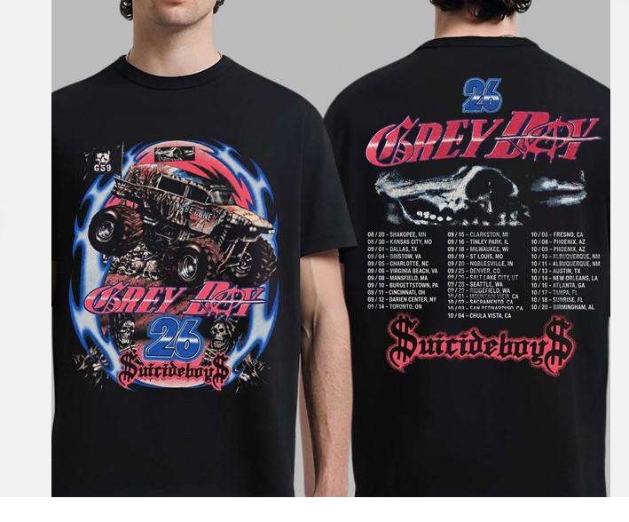 $uicideboy$ Merch Greyday 2026 North America Tour Dates Monster T-Shirt Reprint