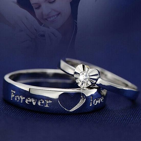 Позолоченное кольцо Forever Love с регулируемым цирконом в форме сердца для пары