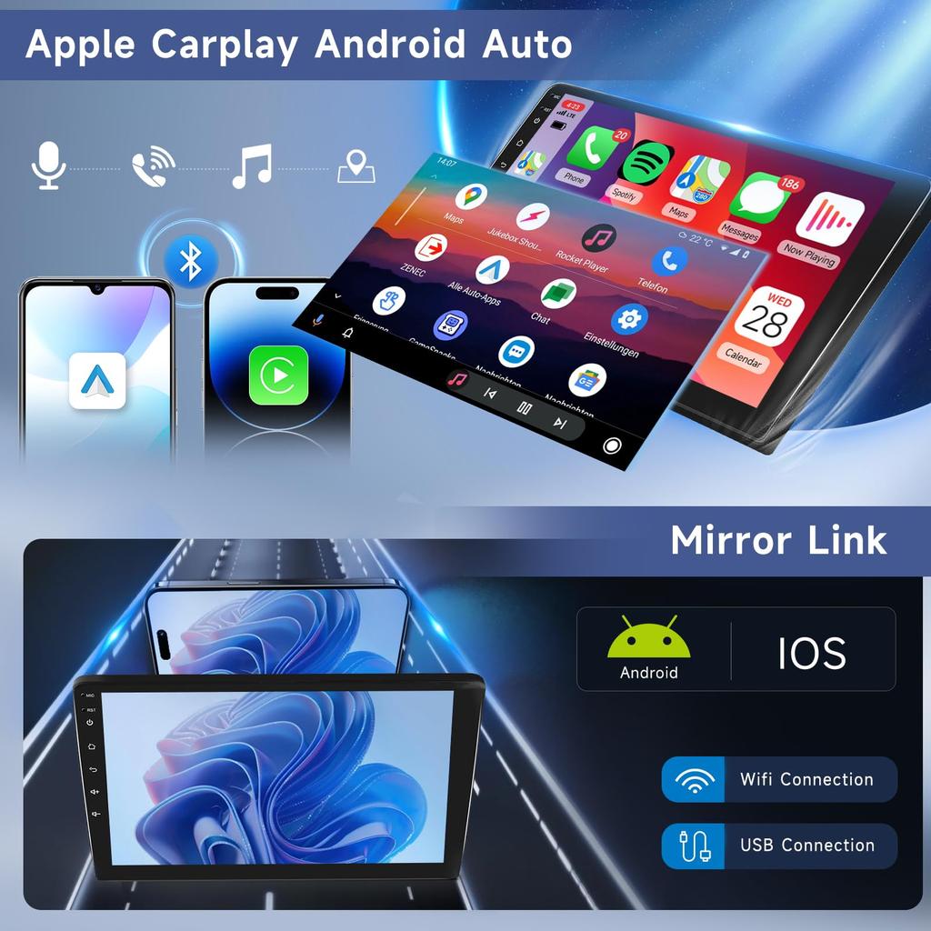 Hodozzy Автомагнитола Android 4G 64G 10.1" carplay