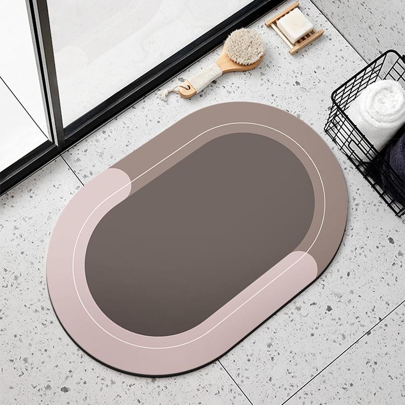 Simple Wordless Diatom Mud Style Soft Cushion Household Bathroom Door Mat Bathroom Water Absorption Quick-drying Anti-slip Foot Mat