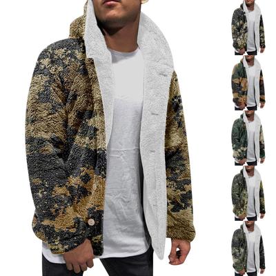 Мужская зимняя флисовая толстовка с капюшоном на молнии с накладным карманом, повседневная куртка