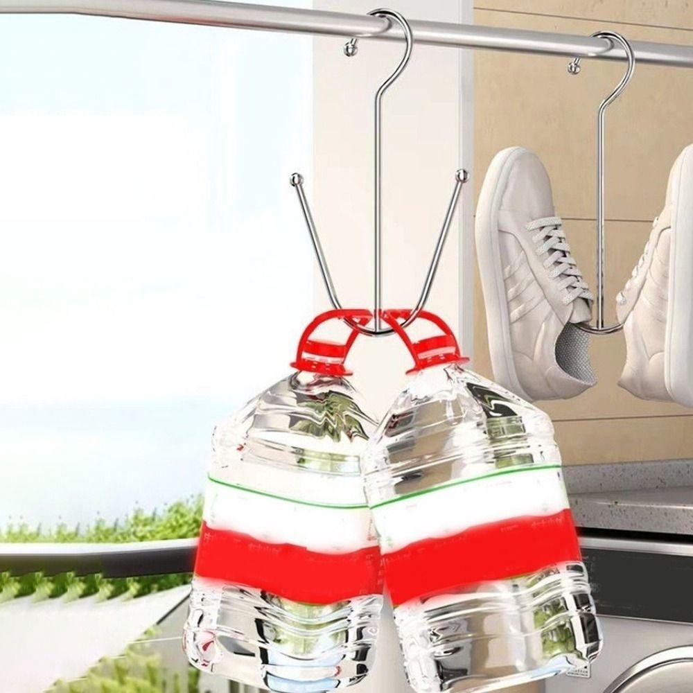 5PCS Stainless Steel Double Hook Shoe Rack Space Saving Sports Shoes Hooks  Outdoor Balcony