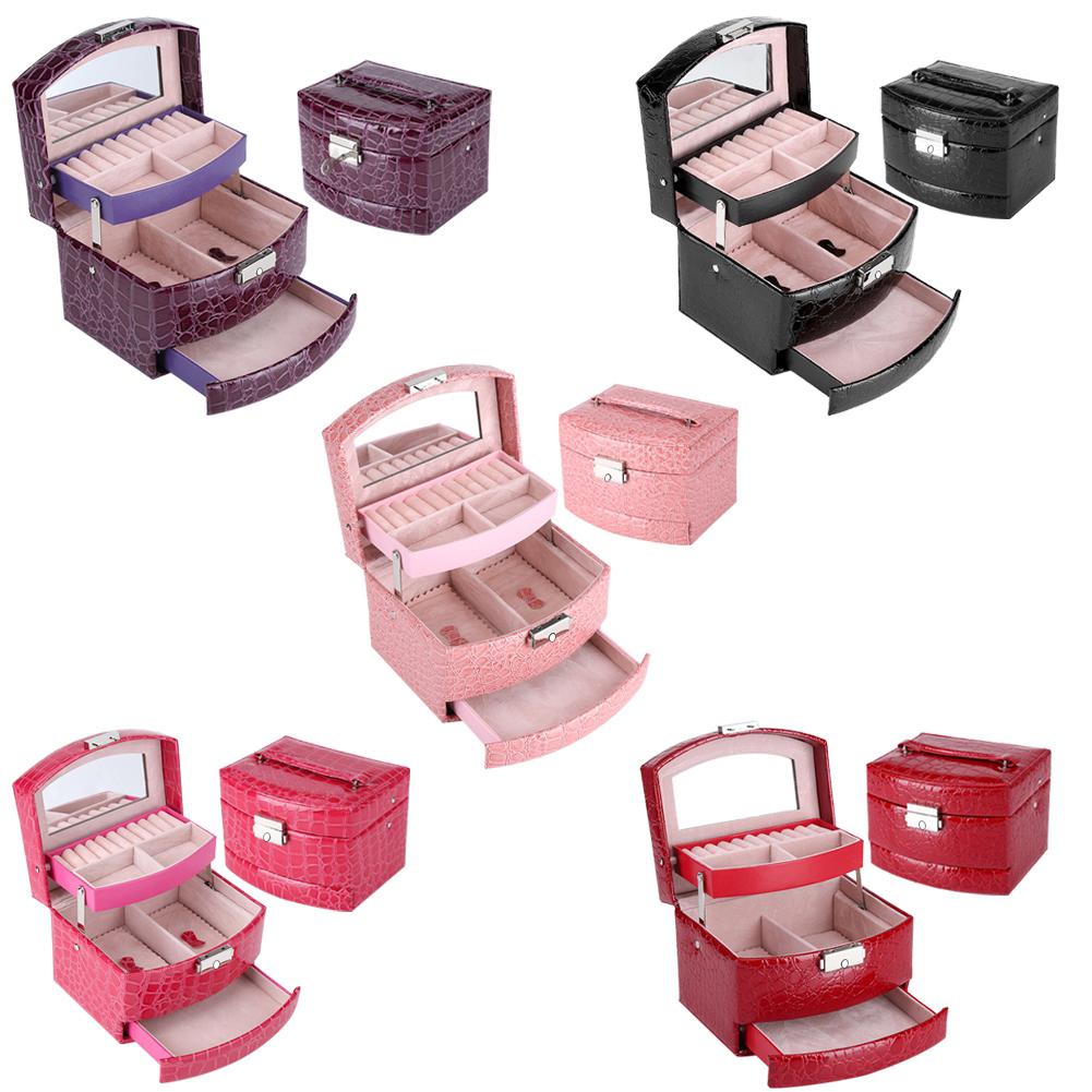 3 Layers Jewelry Necklace Vintage Box Container Keepsake Case Storage Organiser