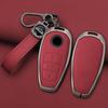 Interior Mouldings Zinc Alloy Leather Car Key Cover Fob Case Holder For VW Volkswagen Touareg 2011 2012 2013 2014 2015 2016 2017
