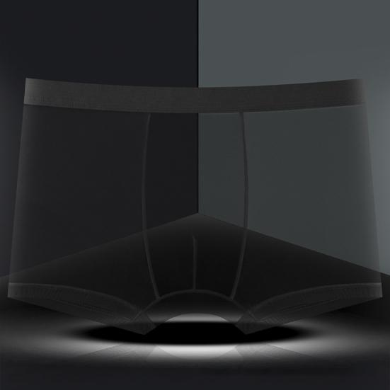 Men Boxer Underwear Mid-rise Elastic Waist Perspective Mesh Yarn Shorts