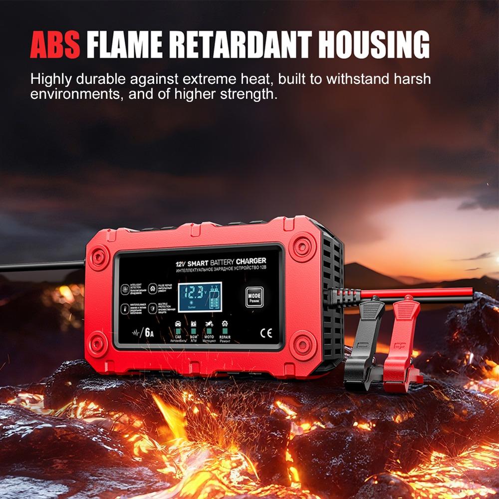 ABS Smart Battery Charger 12V 6A Car Battery Charger Durable 12V Battery Charger Car/Motorcycle