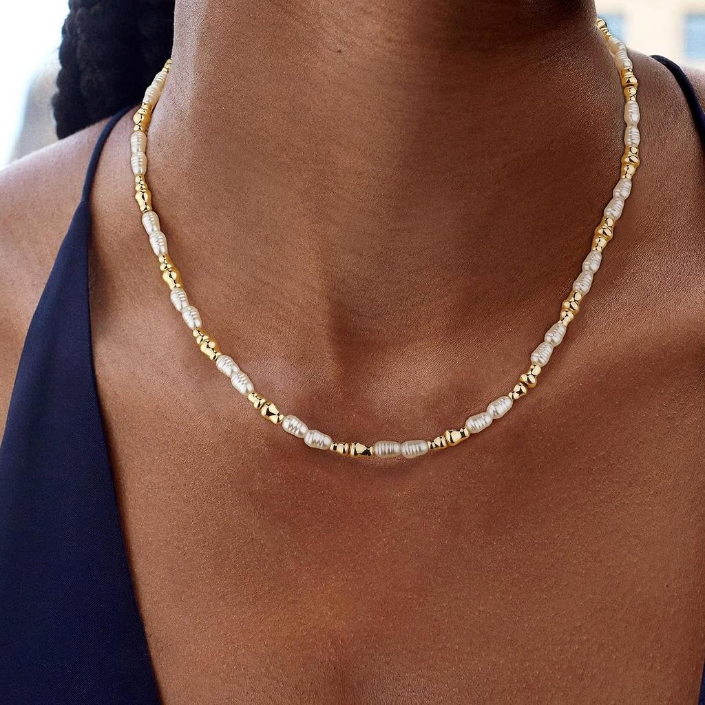 Bobisty Pearl Necklace for Women Gold /Silver Plated Necklace Irregular Pearls Choker for Wedding Ball Bride Jewellery Gift3