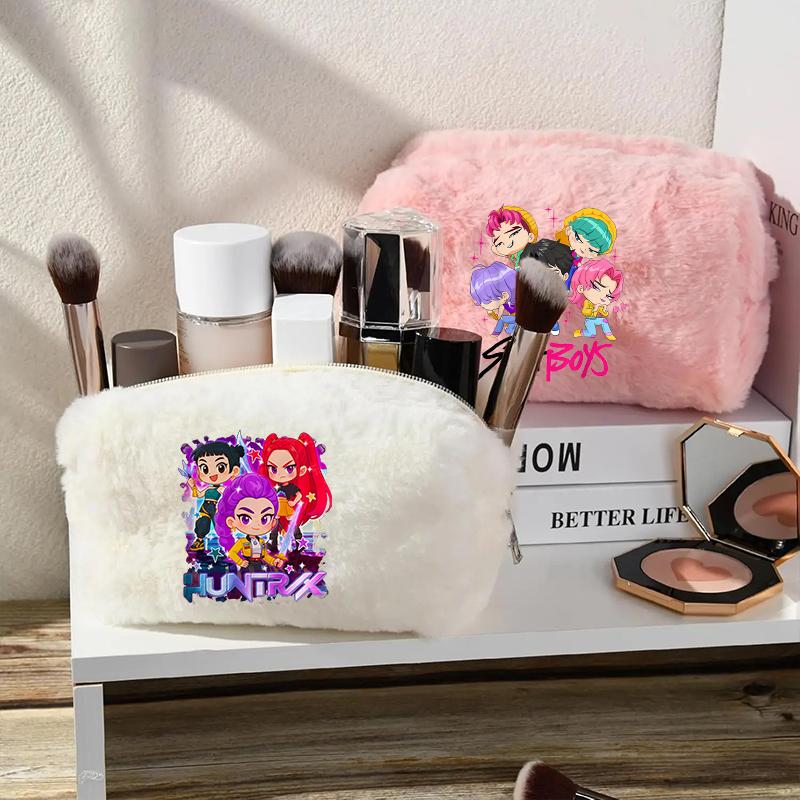 Kpop Demon Hunter Girls Women Plushes Cosmetic Bag New Makeup Bags Ladies Travel Organization Pouch Pink Pencil Case Gift