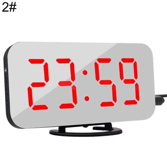 CO&LO Fashion Digital LED Mirror Dual USB Port Rechargeable Dimmer Snooze Alarm Clock
